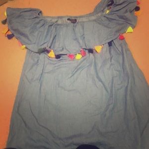 Forever 21 off the shoulder tassel dress